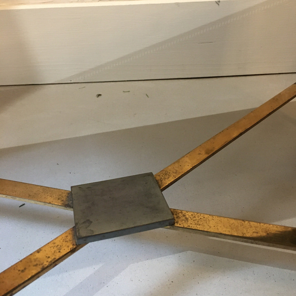 Table basse laiton et miroir style maison Jansen Baguès