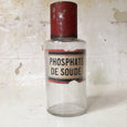 Petit pot à pharmacie Napoléon III en verre soufflé avec étiquette - Phosphate de Soude