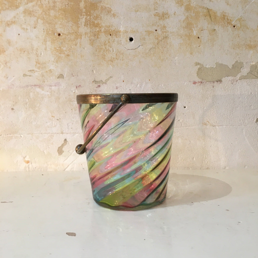 Seau à glace multicolore, anse en laiton - 1940 / 1950
