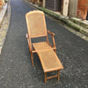Chaise longue / transat de pont en bois et cannage années 1900