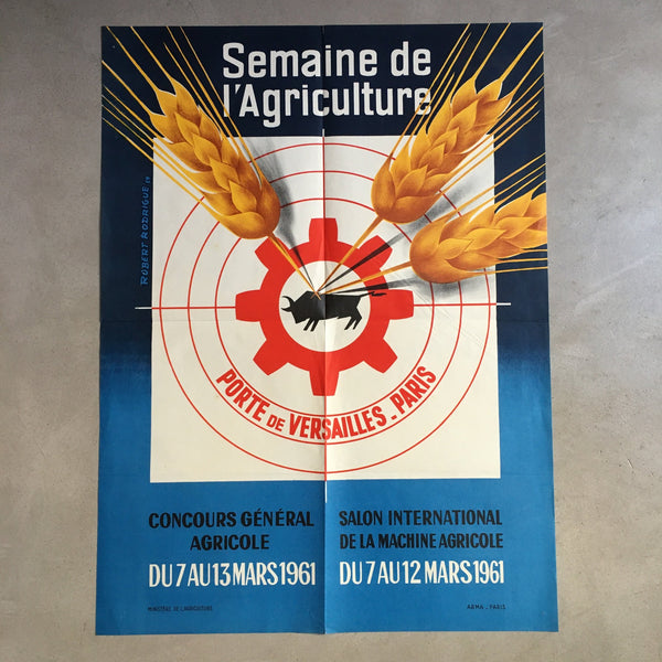 Affiche originale Semaine de l'Agriculture 1961 Robert Rodrigue