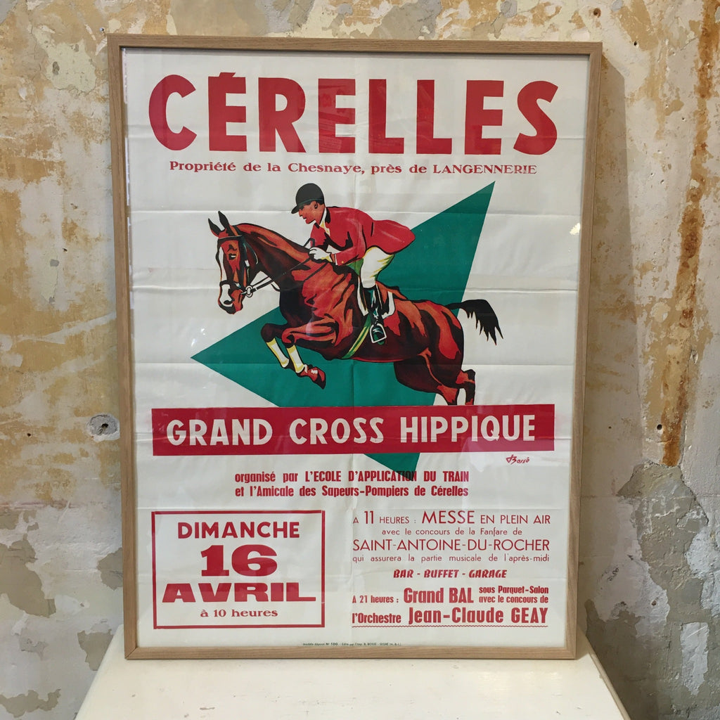Affiche originale de Bossé 1961 Grand Cross Hippique Cérelles