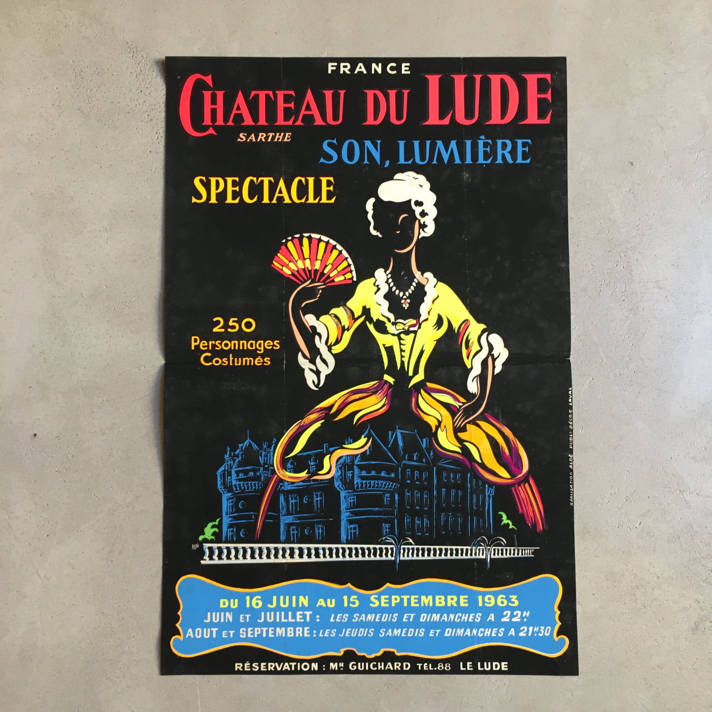 Sérigraphie originale Son et Lumière CHâteau du Lude 1963