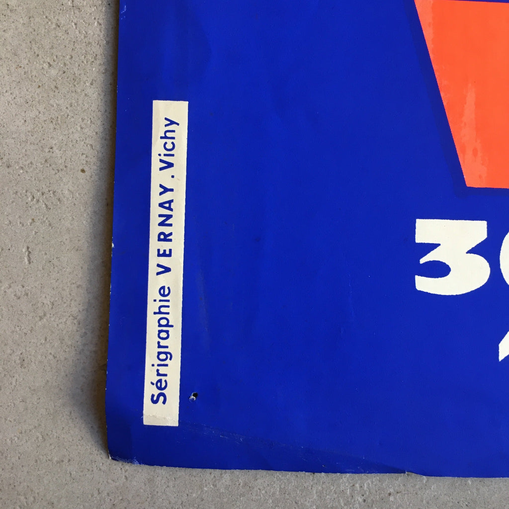 Sérigraphie originale Championnats de France de Boules 1963 Vichy signée F. V.