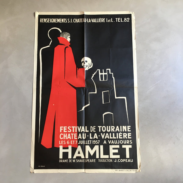 Affiche Hamlet 1957 Festival de Touraine Château La Vallière à Vaujours