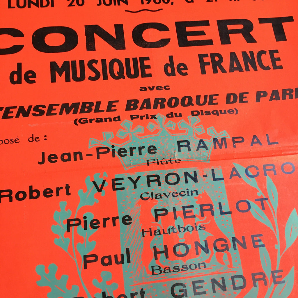 Affiche originale IVe Festival de Blois 1960 - Concert de musique de France avec l'ensemble baroque de Paris