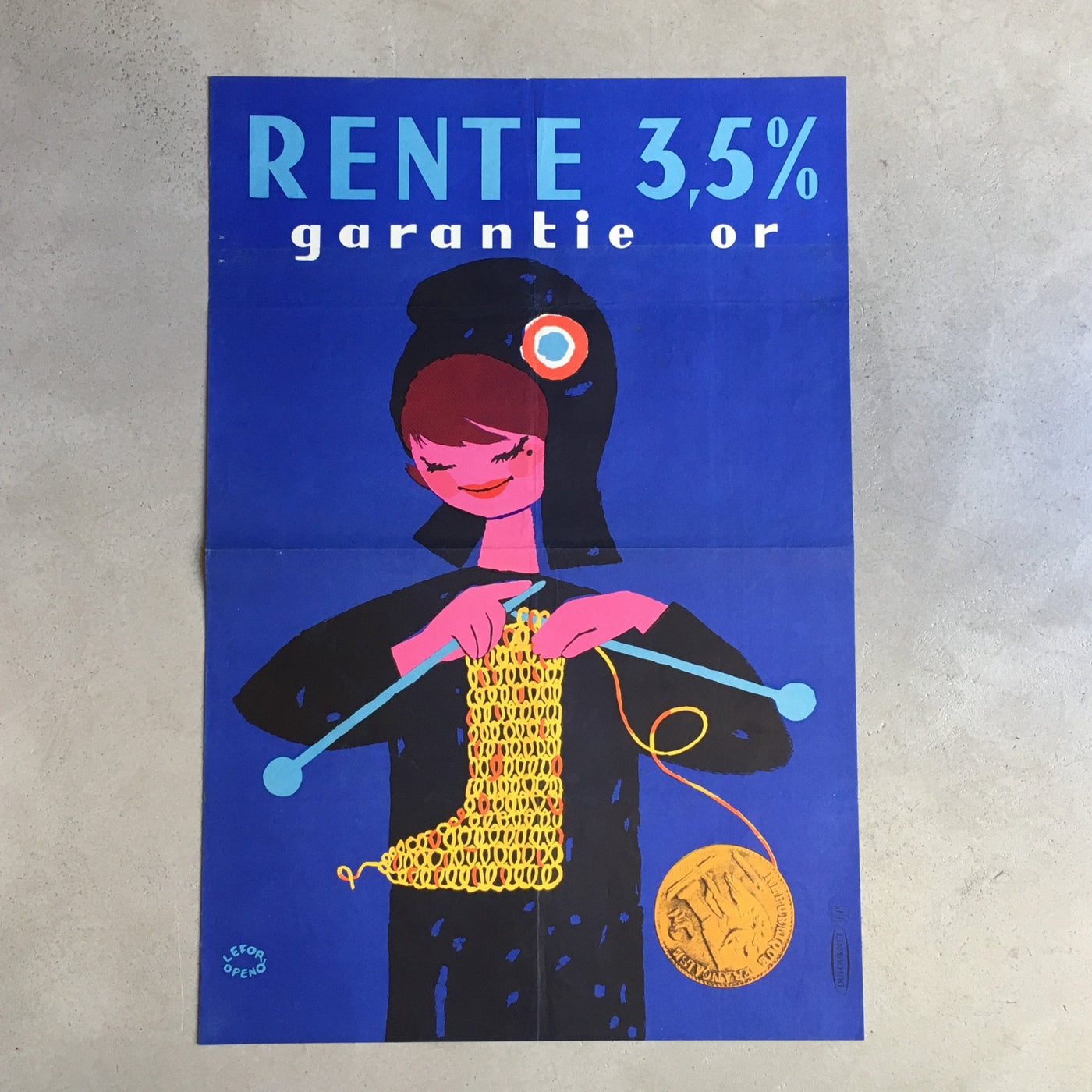 Affiche originale Rente 3,5% garantie or Lefor Openo