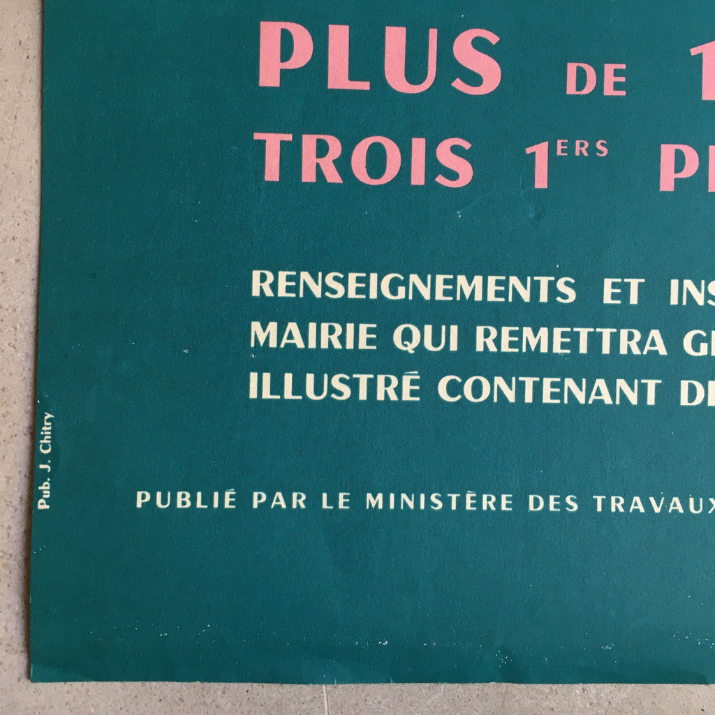 Affiche originale "Fleurissons le France" Concours National années 60 Lefor Openo 40 x 60 cm