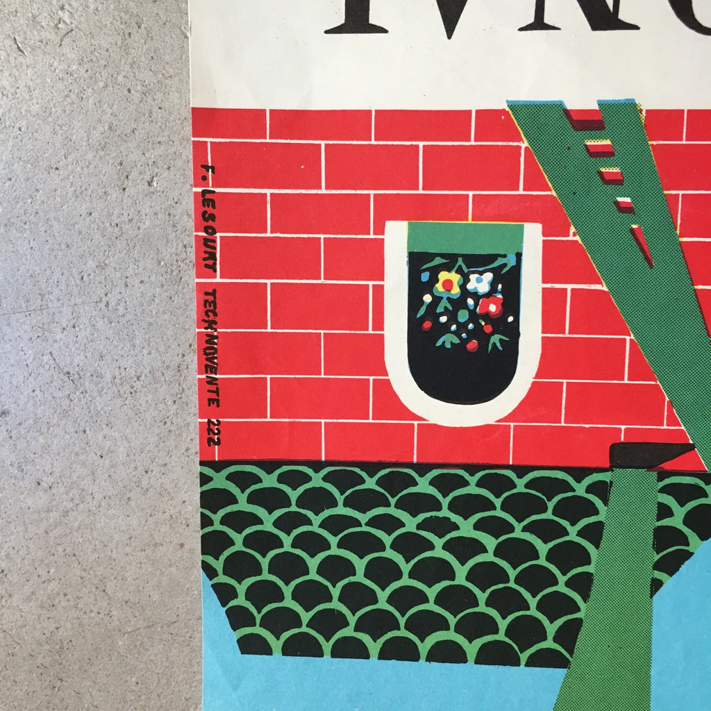 Affiche originale Concours national Fleurir La France 1960 Lesourt 39 x 59 cm