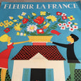 Affiche originale Concours national Fleurir La France 1960 Lesourt 39 x 59 cm