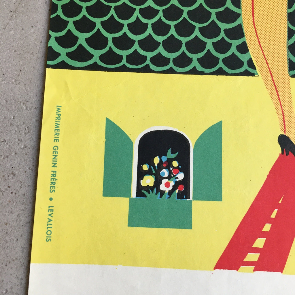 Affiche originale Concours national Fleurir La France 1960 Lesourt 39 x 59 cm