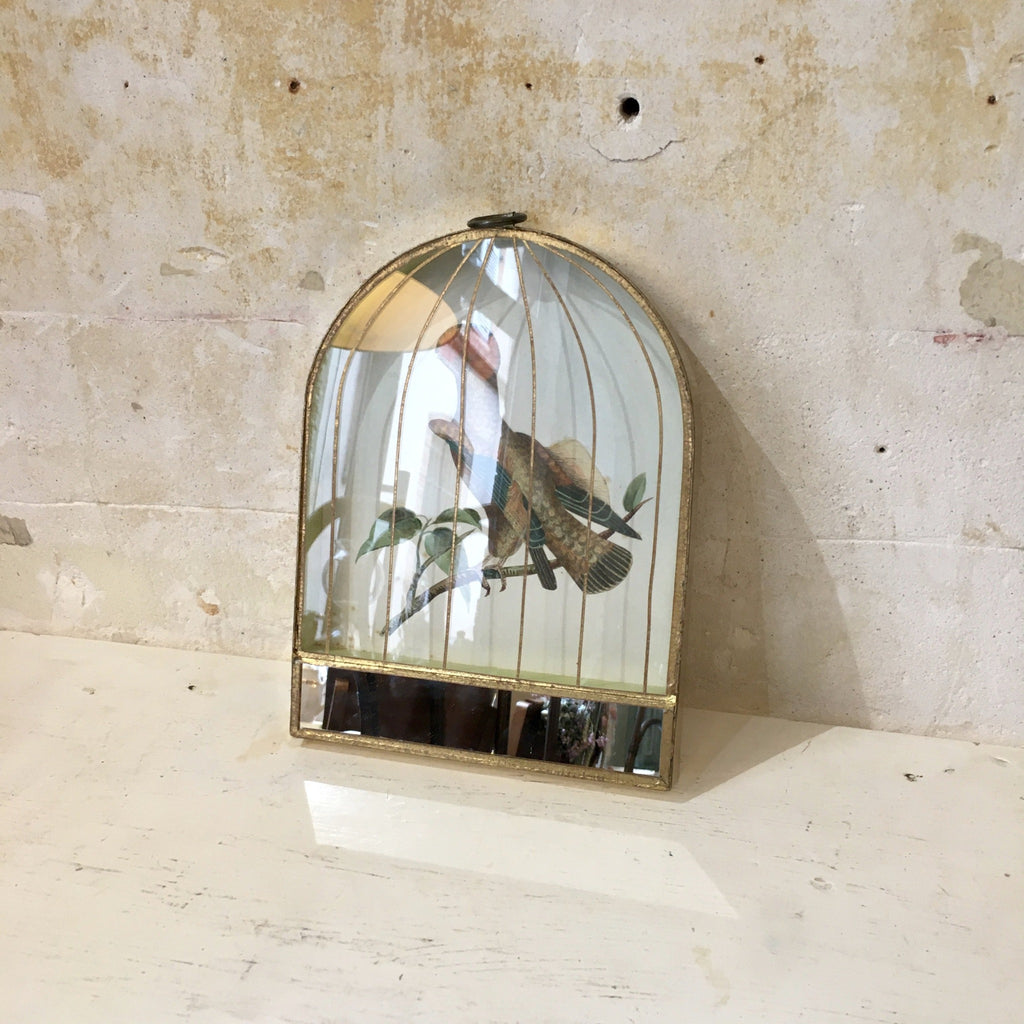 Décoration murale cage dorée oiseau Moucherolle Royal