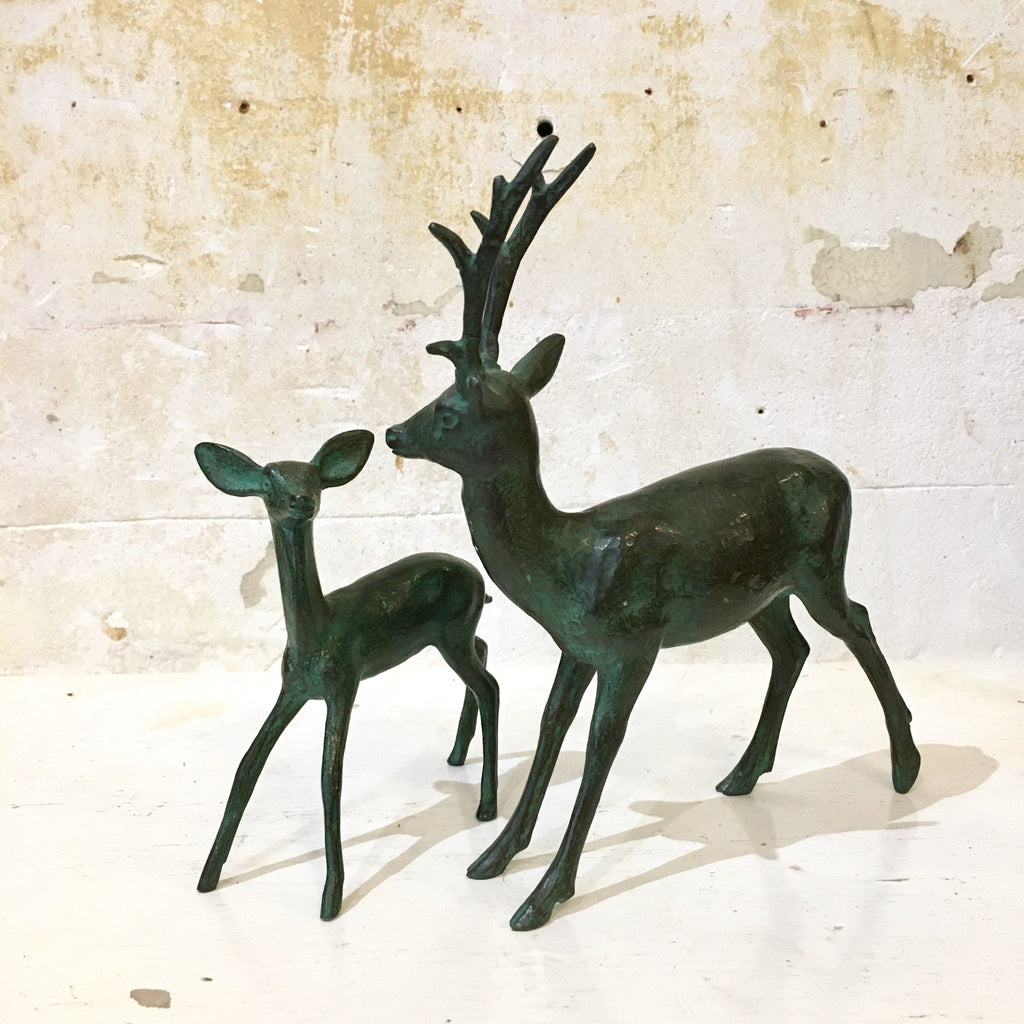 Cerf et son faon en bronze signé Chatil Art Nouveau / Art Déco