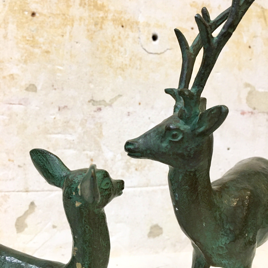 Cerf et son faon en bronze signé Chatil Art Nouveau / Art Déco