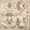 Toile peinte motif singe, oiseaux et masques.