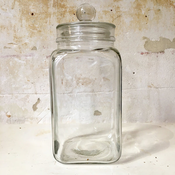 Grand bocal / bonbonnière avec couvercle en verre transparent 