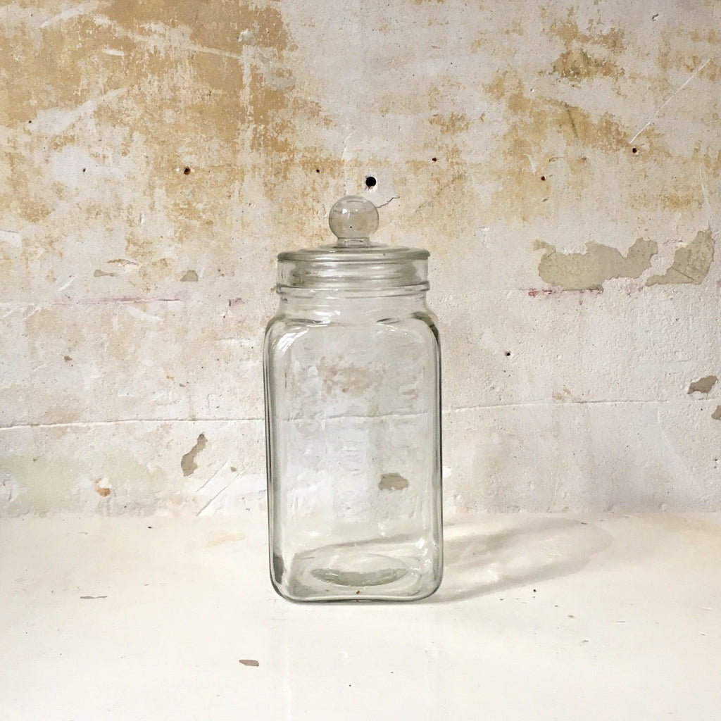 Grand bocal / bonbonnière avec couvercle en verre transparent