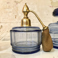 Ensemble de toilette en verre transparent bleu - 7 pièces - années 1940