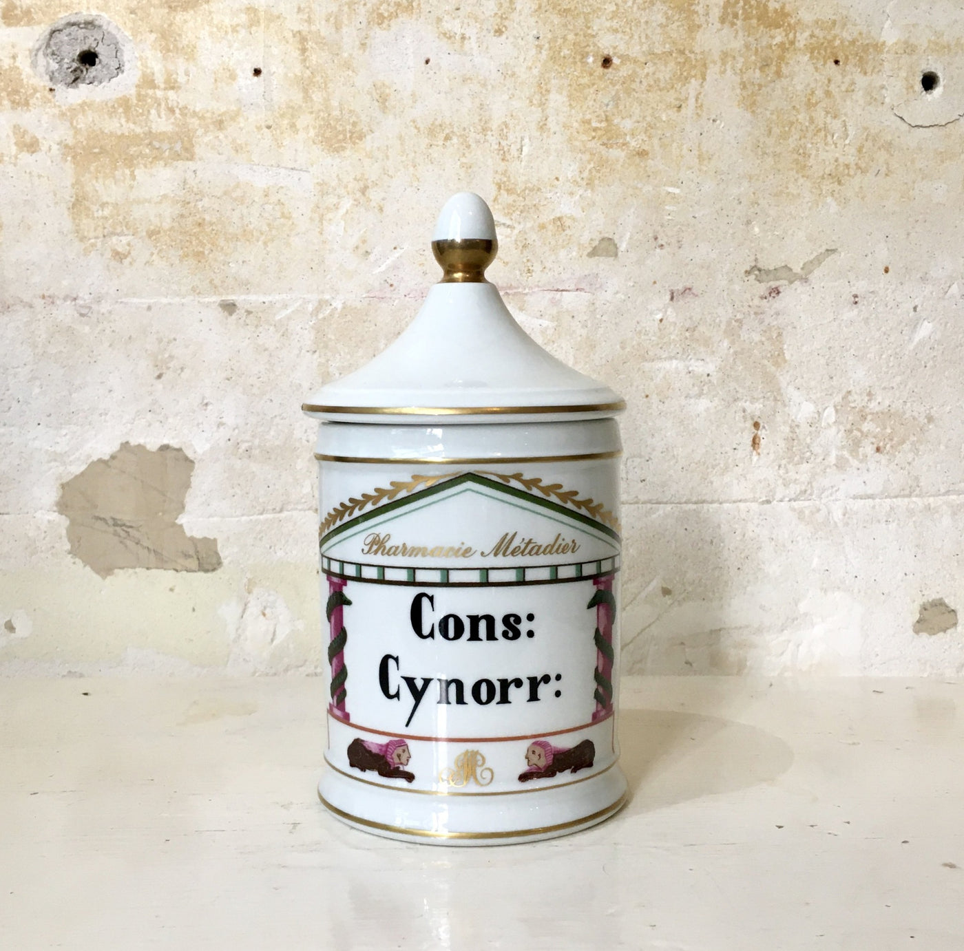 Pot pharmacie Métadier en porcelaine de Limoges Cons : Cynorr : 