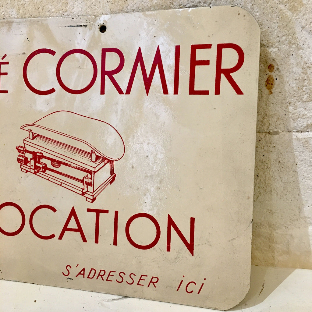 Plaque originale peinte années 60 Location Pèse bébé Cormier