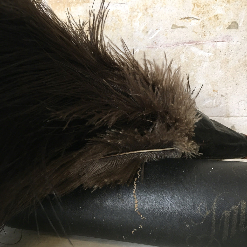 Ancien plumeau en véritables plumes d’autruche