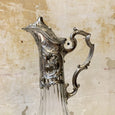 Aiguière anse métal argenté en verre transparent Art Nouveau