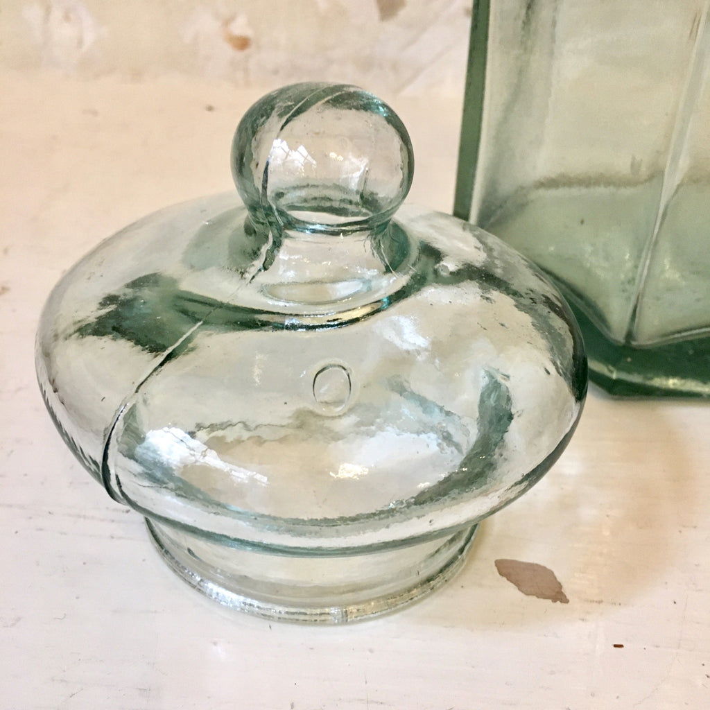 Bocal à biscuit / bonbonnière hexagonal en verre moulé