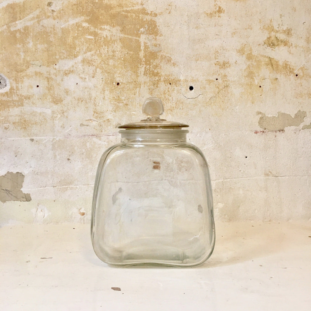 Bonbonnière / bocal à biscuit trapèze en verre transparent