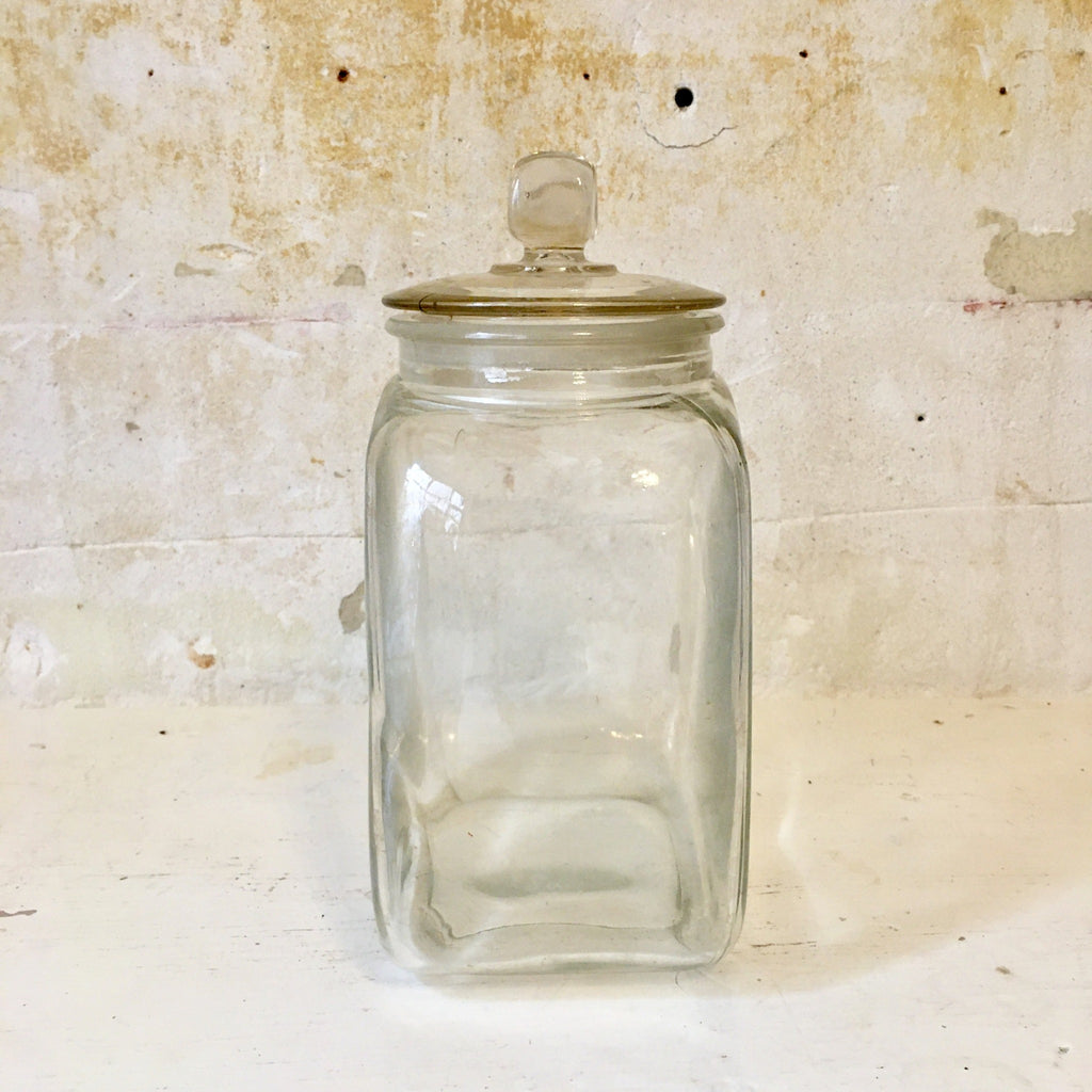 Bonbonnière / bocal à biscuit trapèze en verre transparent