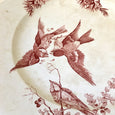 Plat de service Oiseaux rose de Longwy - diamètre 33 cm