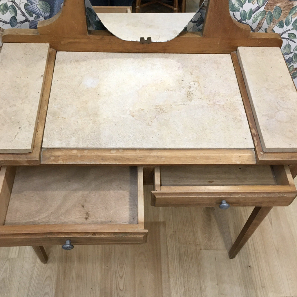 Coiffeuse Art Déco bois et marbre rose