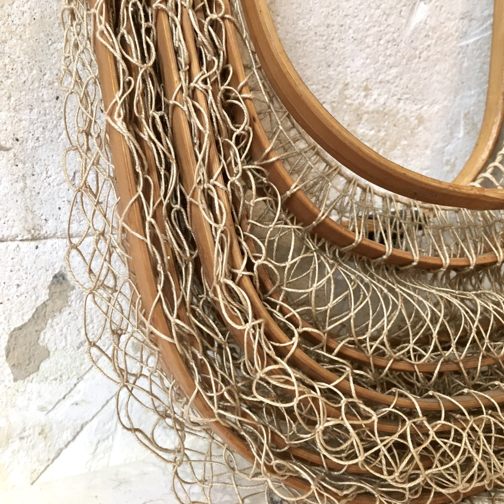 Panier à course pliable - bois et filet - 1970