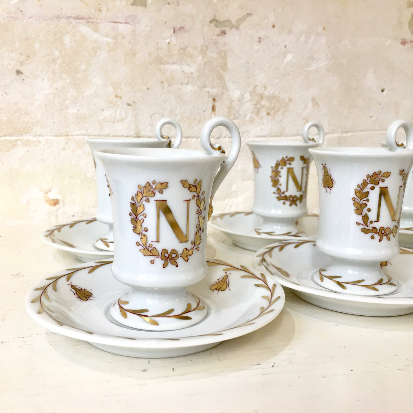 Ensemble de 4 tasses et sous-tasses porcelaine de Limoges
