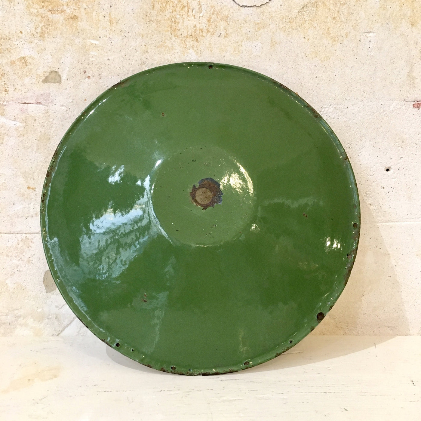 Abat-jour en tôle émaillée vert diamètre 23 cm