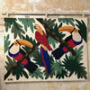 Tapisserie murale chambre ou salon laine jungle toucan perroquet années VAC 1970