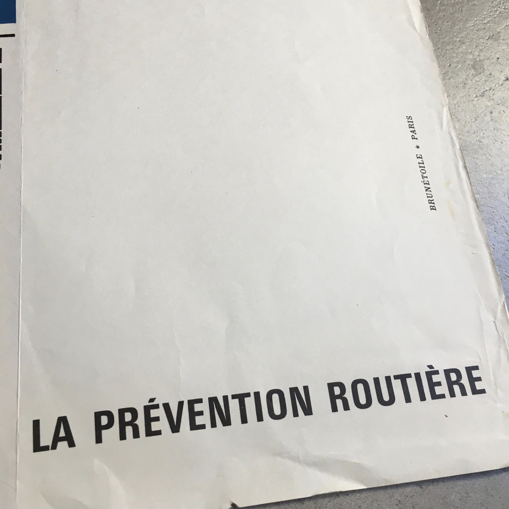Affiche originale Prévention Routière : dépassement. Années 60 / 70