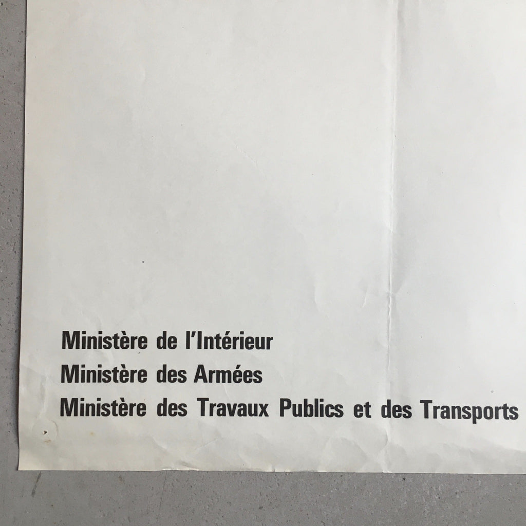 Affiche originale Prévention Routière : dépassement. Années 60 / 70