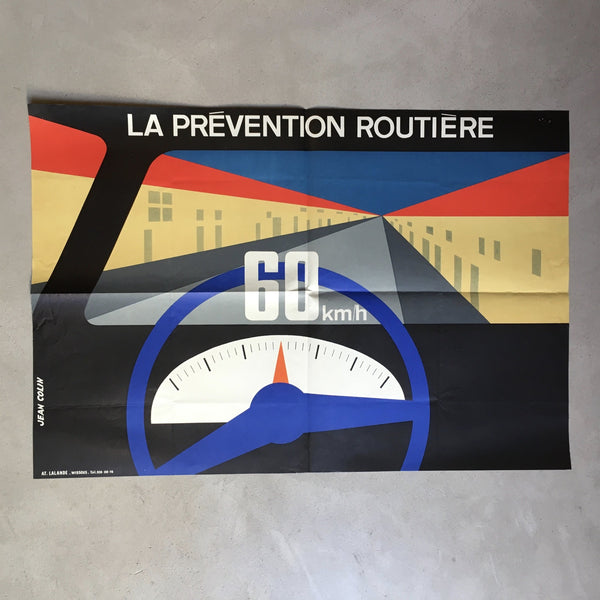 Affiche originale années 60 de Jean Colin Prévention Routière