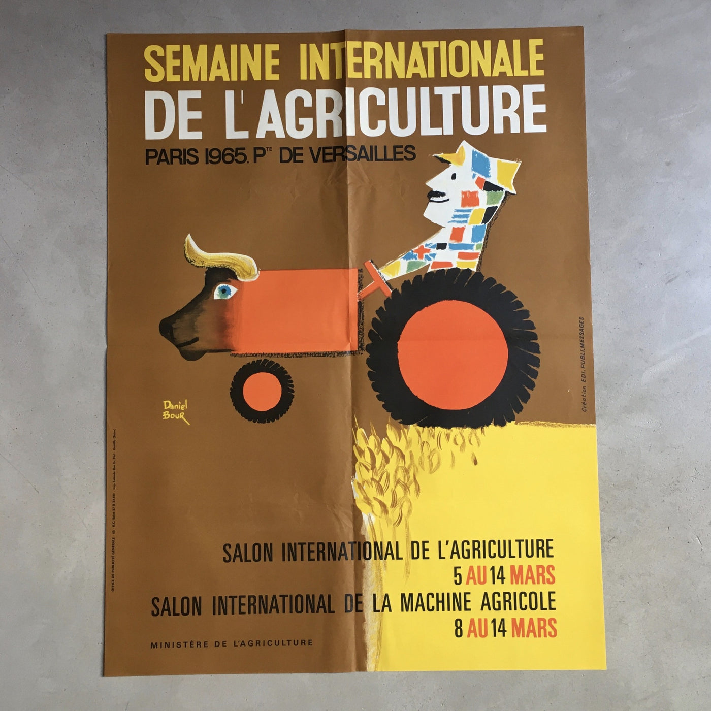 Affiche originale Semaine Internationale de l'Agriculture 1965 Daniel Bour