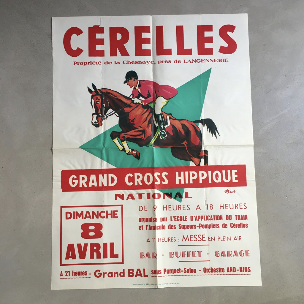 Affiche originale de Bossé 1962 Grand Cross Hippique Cérelles