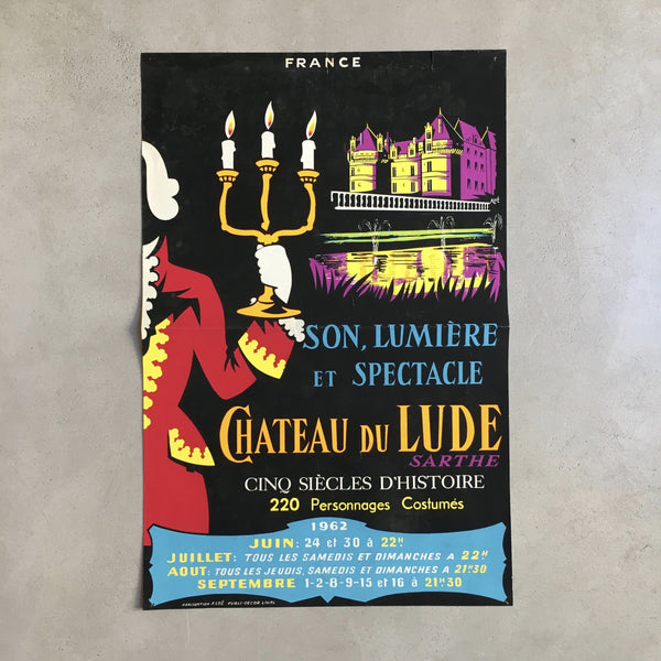 Affiche sérigraphiée originale Château de Lude Spectacle Son et Lumière 1962