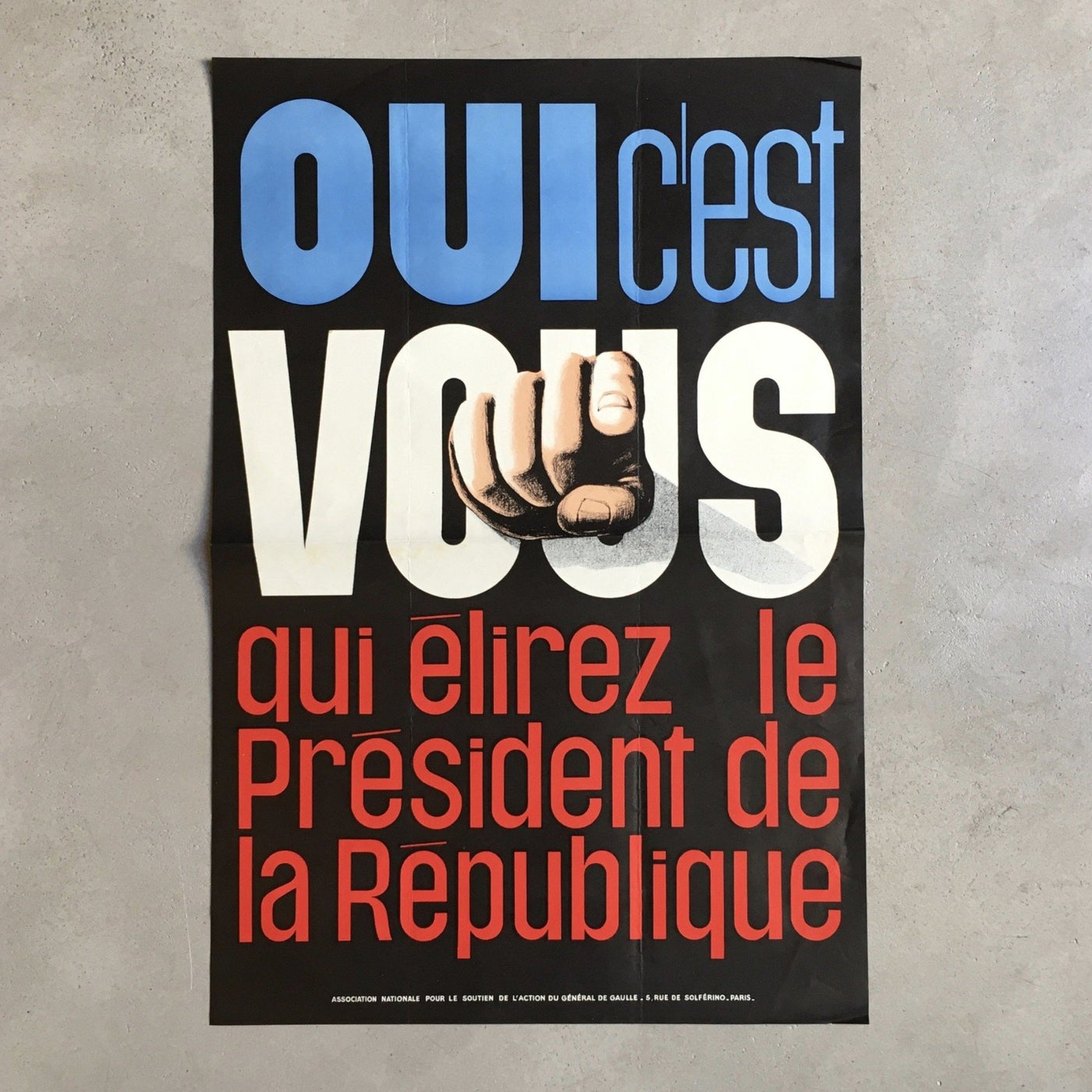 Affiche originale Référendum élection au suffrage universel Président de la République 1962
