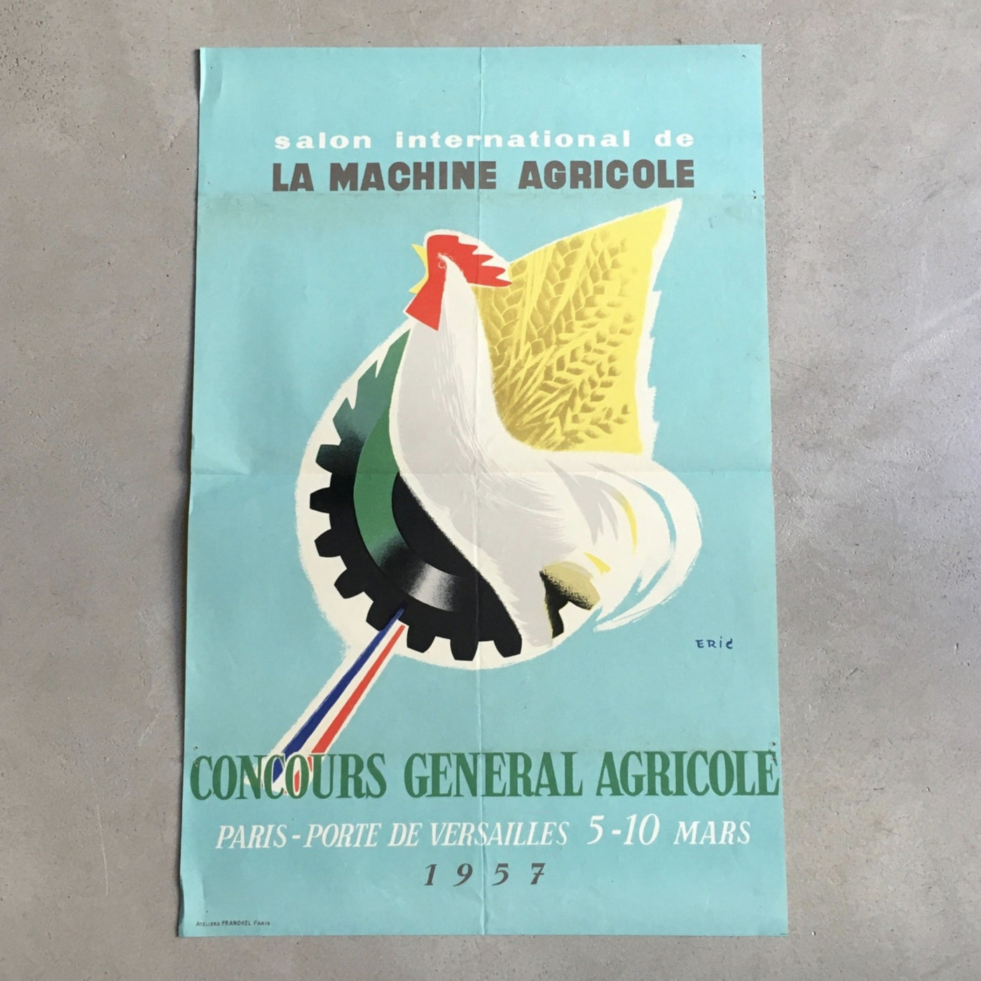 Affiche originale Salon International de la Machine Agricole 1957 ERIC