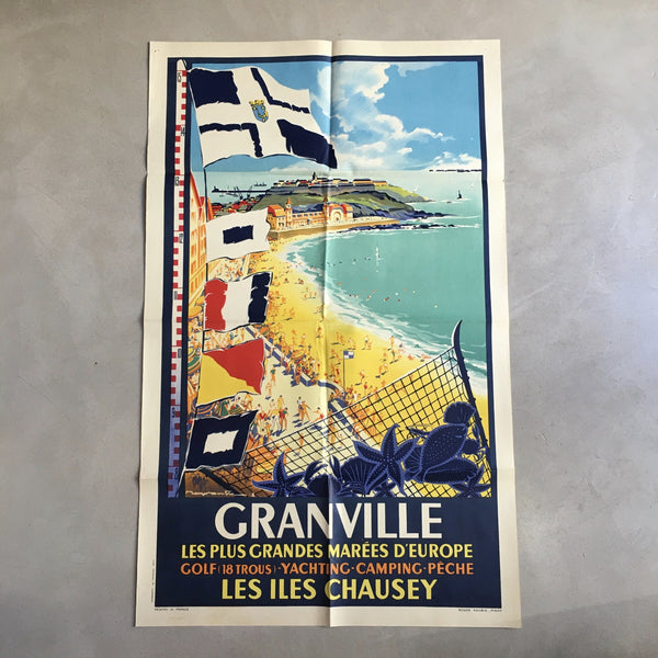 Affiche originale de tourisme années 50 - 60. Poster vintage Normandie Granville Îles Chausey