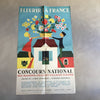 Affiche originale Concours National Fleurir la France 1960 - Illustration F. Lesourt 62 x 100 cm