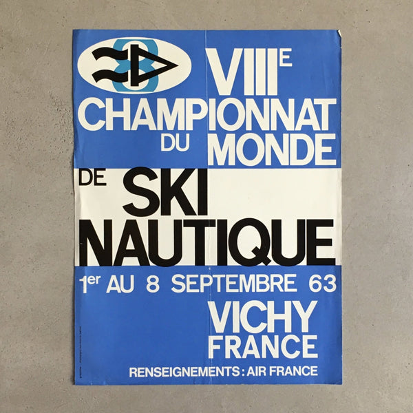 Affiche Championnat du Monde de Ski nautique Vichy 1963